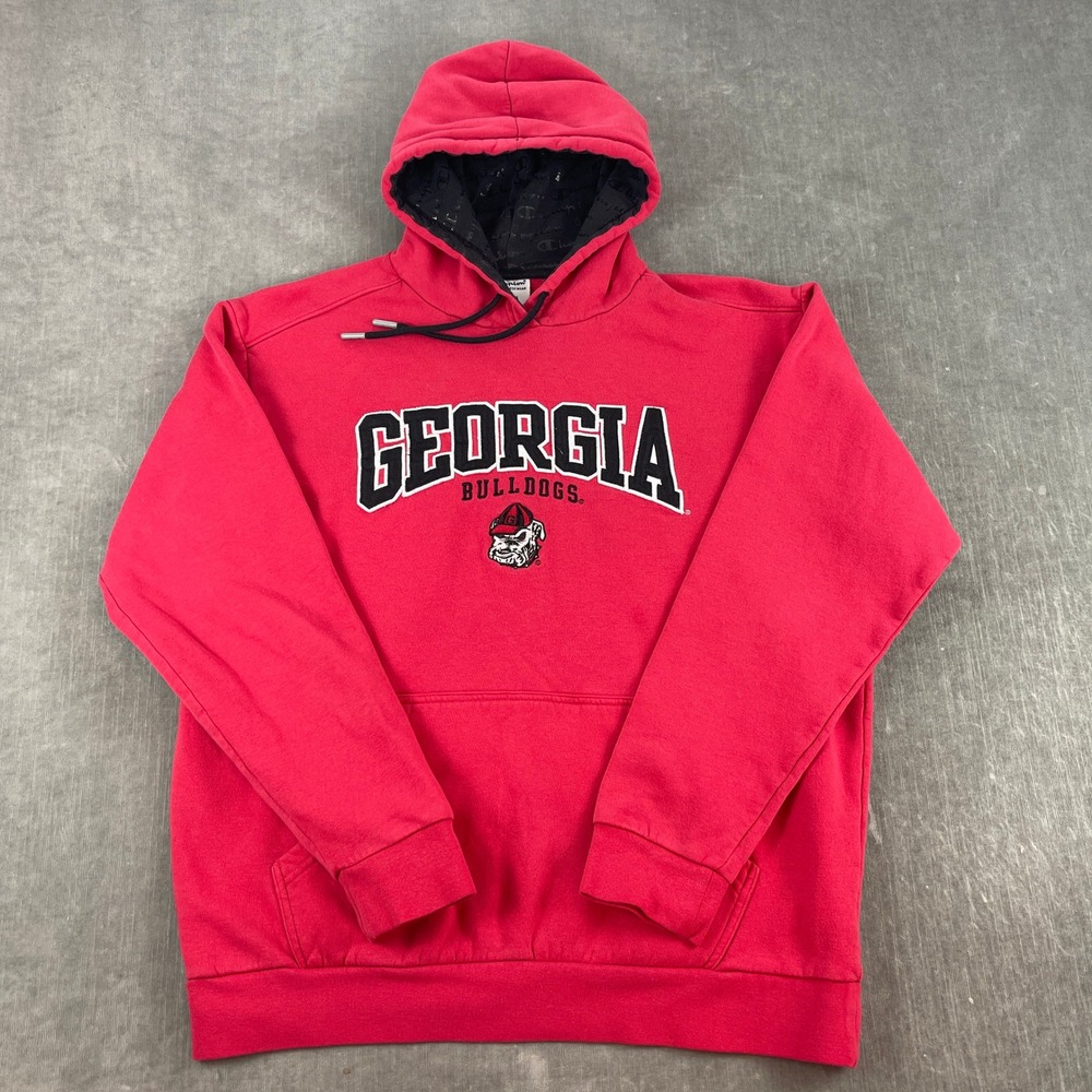 Georgia Bulldogs Champion Men Large Red Hoodie Sweatshirt Embroidered Logo
